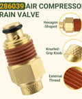 Easy Install 1/4 Inch NPT Manual Air Compressor Drain Valve Replacement Fits Most Air Tanks Replaces N286039 A17038 A06891