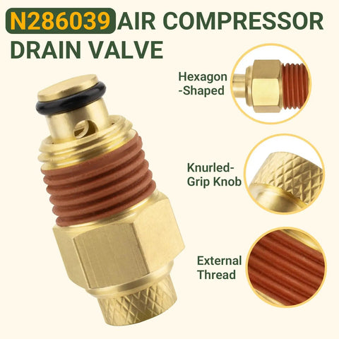 Easy Install 1/4 Inch NPT Manual Air Compressor Drain Valve Replacement Fits Most Air Tanks Replaces N286039 A17038 A06891