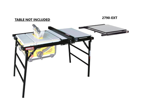 2790-EXT Extension Table for Models 2790 and 2775 PortaMax Table Saw Stands shown expanding rip capacity to 49 inches.