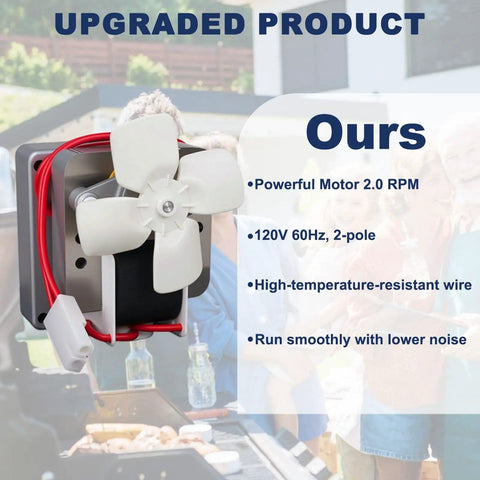 2 RPM Auger Motor Replacement for Wood Pellet Grills 120V 60Hz 2 Pole Heavy Duty BBQ Motor with red wiring and fan blades