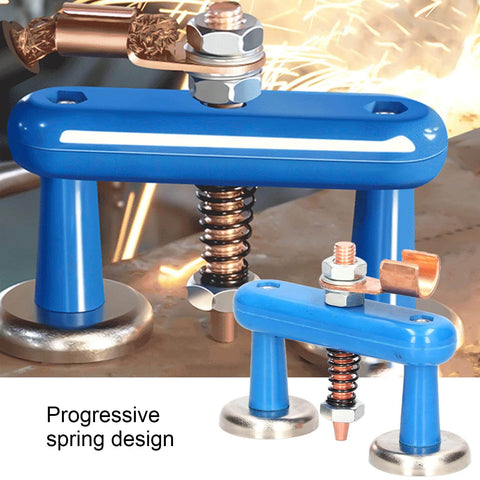 Pro Grade Magnetic Welding Support Clamp With Progressive Spring For Easy Attachment To Smooth Metal Surfaces Aluminum Alloy Copper Magnet Fixture Adjustable Ground Clamp Tool In Blue