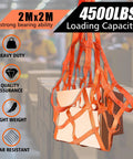 YATOINTO cargo lifting net by Amazon, orange nylon hoisting sling, 2m x 2m, 4500 lb capacity