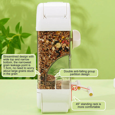 Bird Parent Approved House Shaped Automatic Bird Feeder And Water Dispenser For Parrots And Parakeets Clear design with grains.
