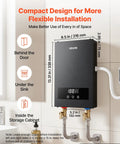 8KW Tankless Electric Water Heater 240V Instant Hot Water System NoFuss Wall Mount dimensions for flexible installation options.