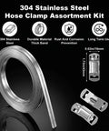 Heavy Duty Stainless Steel Hose Clamp Kit Featuring A Roll Of 50 Ft Cut To Any Length Metal Strapping With 24 Fasteners For Fuel Lines Auto Tubes And Plumbing Jobs That Need Real American Tough Durability, 304 steel roll and fasteners