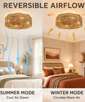 Pixxrib Boho Caged Ceiling Fans with Lights for Bedroom Living room with reversible airflow in summer and winter modes.