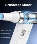 Close-up of Ultra Slim Electric Air Duster with 150,000 RPM Turbo Power, showcasing brushless motor design.