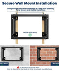 Installation guide for 6U Wall Mount Open Frame Rack 13.3 To 18 Inch Adjustable Depth Black on wood and brick walls.