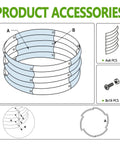 Diagram showing assembly parts for Two Pack Galvanized Round Raised Garden Bed Kit 2x2x1 Feet For Veggies Herbs Flowers Outdoor Planter Box Easy Assembly Rust Resistant Durable Steel Silver, including panels and screws.