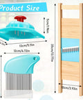Three-piece waffle fry cutter set with blue plastic handles; stainless steel blades for crinkle, lattice, and wavy cuts.