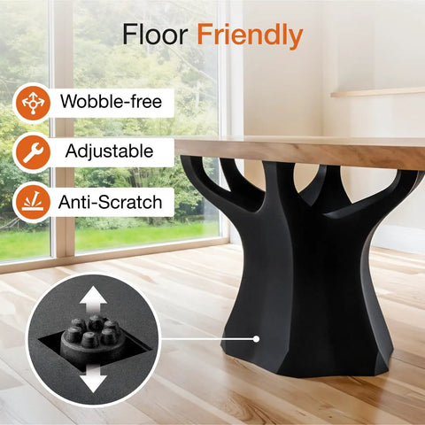 Handcrafted Black Steel Table Base Featuring Branch Style Design For Dining Desks And Workspaces Rust Resistant Adjustable Mid Century Modern Furniture with anti-scratch features.