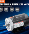Beefy 1HP Single Phase Electric Motor 3450 RPM 115 And 230 Volt 56C Frame Five Eighth Inch Keyed Shaft Reversible CW CCW