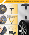Instructions for 80Pcs Tire Repair Nails Kit With 4 Sizes And Essential Tools For Quick DIY Self Service Patch And Plug Repairs.