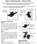 Image showing Rock Solid White Stainless Steel Extended Fence Gate Latch installation instructions for vinyl, including left and right hand mounting.
