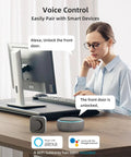 Woman using voice control with Alexa to operate Secure Your Spot Fast With This Smooth Operator Smart Wifi Deadbolt.