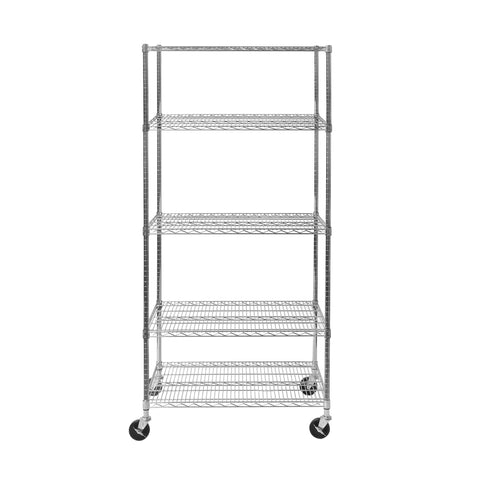 Commercial Grade Steel Wire Shelving Unit Five Tier Adjustable Storage Rack 36 X 24 X 76 Inches Zinc Plated Garage Kitchen Warehouse NSF Certified Top Shelf Organization Built Tough For The Daily Grind