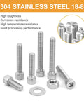Must-Have 1/4-20 Hex Socket Head Cap Screws Set, 175-Piece Stainless Steel 304 18-8 UNC Bolts, Nuts, And Washers Assortment Kit