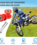 Chain Roller Tensioner Wheel Guide For Motorcycle And ATV 8mm 10mm Red Easy Install Universal Fit, includes bolts and washers