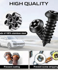 Lock Down Those Plates With Heavy Duty Anti Theft License Plate Screws Crafted From Rugged 304 Stainless Steel, showing screws and car.