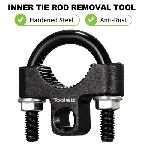 Toolwiz inner tie rod removal tool, 3/8-in universal U-wrench, front view with hardened steel teeth