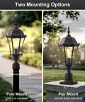 Cast Aluminum Outdoor Post Light with pole and pier mount options, 24-Inch, bronze, seeded glass, outdoor lighting for pathways.