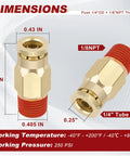 One Quarter Inch Push To Connect Brass Fittings Union Straight Joint DOT Approved Tube Outer Diameter To One Eighth Inch NPT Thread Air Line Adapter dimensions