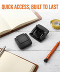 Two Pack Heavy Duty Alloy Toggle Latch Set For Suitcases And Cabinets Black Flatbottom Keyless Closure With Soft Touch Finish on desk