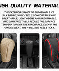 High-quality leather gear shift covers in beige, black, and black with red stitching, showing universal fit for cars, trucks, SUVs.
