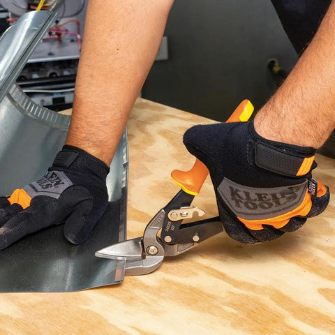 Offset Straight-Cut Tin Snips for Sheet Metal, Pro-Grade Aviation Snips with Forged Blades used on sheet metal