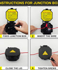 Black Open Splice Junction Box 8 Pack With Cover No Fuss Easy Install Wire Electrical Splice Box in four-step installation guide