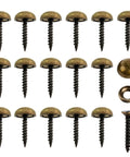 No Sweat Install 16 Piece Pure Copper Decorative Screw Set With 15 Millimeter Self Tapping Screws And Washers arranged in rows.