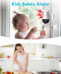 Child with Ultra Loud No Brainer 120dB Window And Door Alarm For Home Security. Install secures window, alerts upon opening.