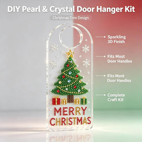 Create Your Own Stunning DIY Pearl Crystal Door Hanger Kit With Sparkling Diamond Accents For A Festive Tree Theme clear acrylic door sign