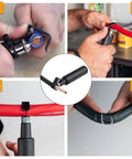 Round Cable Stripper Tool With Adjustable Cutting Depth And 90 Degree Blade shown stripping PE, PVC, rubber cable jackets.