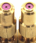 Close-up of two Copper Pottery Misting Nozzle For Garden Sprinklers High Pressure Direct Spray Must Have Adjustable Cone And Stream Settings