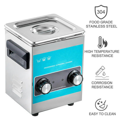 Best Compact 2 Liters Ultrasonic Cleaner With Heater For Jewelry Glasses And Small Parts High Efficiency with 304 stainless steel tank.