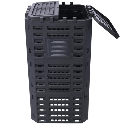 132 Gallon Garden Composter Bin Made From Recycled Plastic with aerating design, shown with open lid for backyard composting