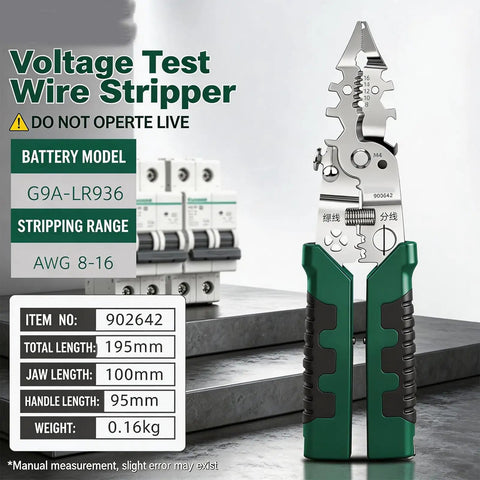 Multifunction Wire Stripping Pliers With Voltage Tester Electrician Crimping And Cable Cutting Tool on metal surface