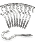 Ten Pack Tough As Nails 304 Stainless Steel Screw Eye Hooks Two Point Five Inch heavy duty hooks for hanging tools and decor.