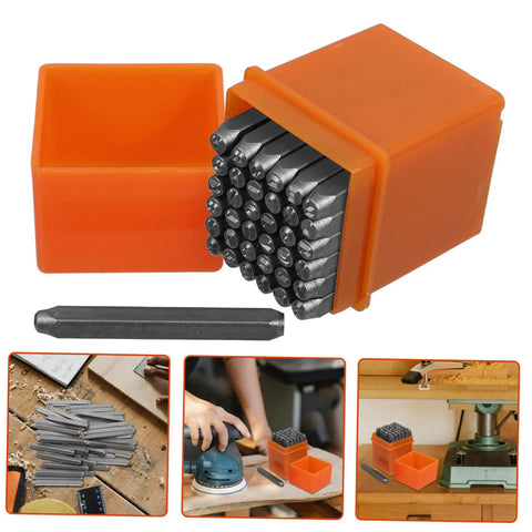 37 Piece Metal Stamping Kit With Letter And Number Punches Plus Heart Symbols For DIY Jewelry Making Wood Plastic And Craft Projects Built From 3mm Steel For Repeated Use with orange box