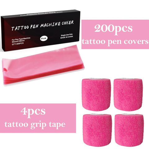 Beginner Friendly All In One Tattoo Practice Kit With Pink Fake Skin, Ink Cups, Machine Covers, Grip Tape, Bibs, And 554 Piece Supplies