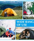 Collage of tents in various terrains highlighting Heavy Duty Ice Anchor Tool Kit For Ice Fishing, 6 Stainless Steel Tent Stakes Nails.