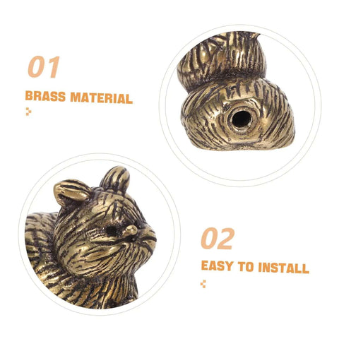 Cat Shaped Brass Cabinet Knobs Set For Kitchen Bedroom And Bath, Dope Vintage Animal Drawer Handles close-up details