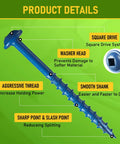 Heavy Duty Outdoor Pocket Hole Screws Set 300Pcs 8 X Two And A Half Inch Blue Coated Weather Resistant With Washer Head Square Drive Coarse Thread And 150mm Driver Bit Included.