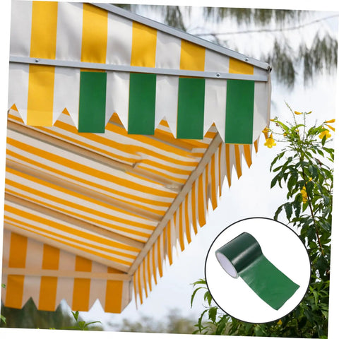 Heavy Duty RV Repair Tape For Awnings Canopies Tarp Sail Tent Trampoline Quick Fix Rainproof Flexible Self Adhesive Repair Tape Waterproof Industrial Strength For Long Lasting Repairs And Quick Fixes green roll next to awning