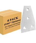 Hot Dipped Galvanized 4 Pack Flat Tee Plate With 4 Holes 6mm Thick Flat Connector Bracket For One And Five Eighths Inch Strut Channel, box and plate