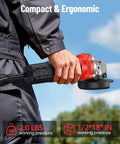 Avhrit angle grinder, 4-1/2 inch, 10 Amp, red and black, 13000 RPM handheld power tool for cutting and grinding.