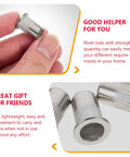 Grab This Heavy Duty Stainless Steel M4 Flat Head Rivet Nuts Knurled Tool Kit For Serious Automotive Repairs, Industrial Fastening And Tough Furniture Builds That Really Rock. stainless steel M4 flat head rivet nut held between fingers