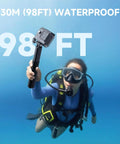 Diver holding Kickass 4K Action Camera With 40MP Photo, 3 Axis EIS, 170 Degree FOV, Waterproof Underwater Ready in ocean
