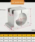 Straight Up Durable Aluminum Cnc Spindle Mount Bracket With 65Mm And 80Mm Dual Bore Holes Comes Ready With M10 Screws for robust spindle fitting.